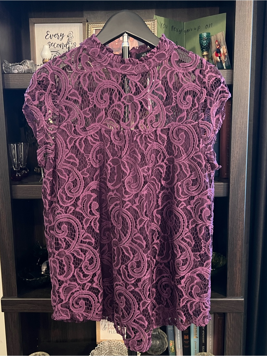 Heartsoul Purple Lace Mock Neck Blouse